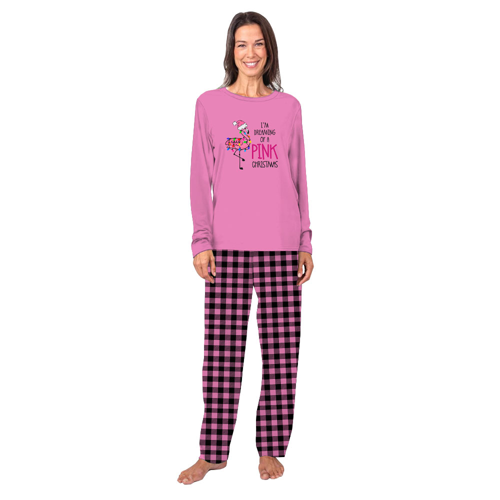 Unique Flamingo Pink And Black Christmas Pajamas Plaid