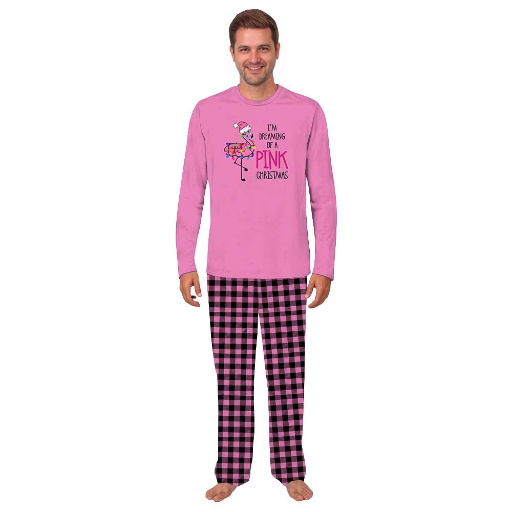 Unique Flamingo Pink And Black Christmas Pajamas Plaid