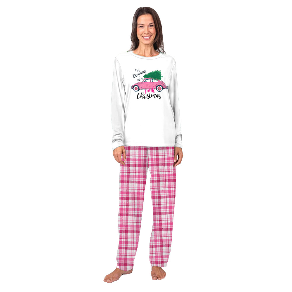 White And Pink Plaid Christmas Pajama Sets For Family White And Pink Plaid Christmas Pajama Sets For Family