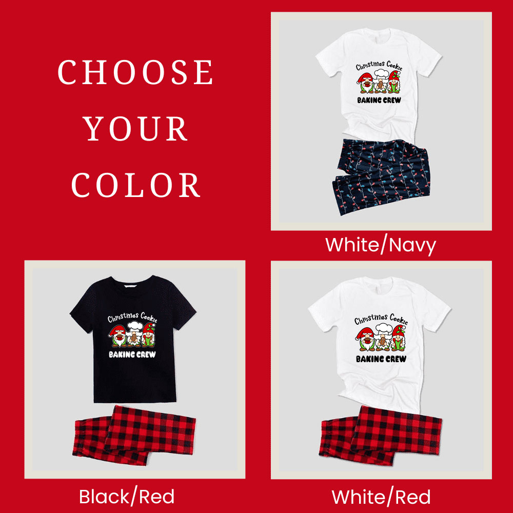 Fun Gnome Crew Family Holiday Pajamas With Dog Short Sleeves Fun Gnome Crew Family Holiday Pajamas With Dog Short Sleeves