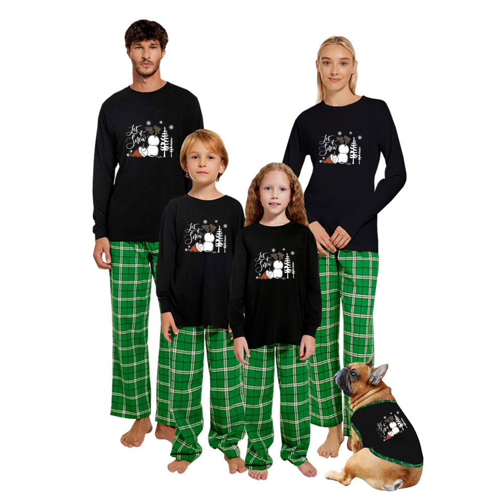 100 Cotton Family Matching Xmas PJs Print Snowman Let It Snow 100 Cotton Family Matching Xmas PJs Print Snowman Let It Snow