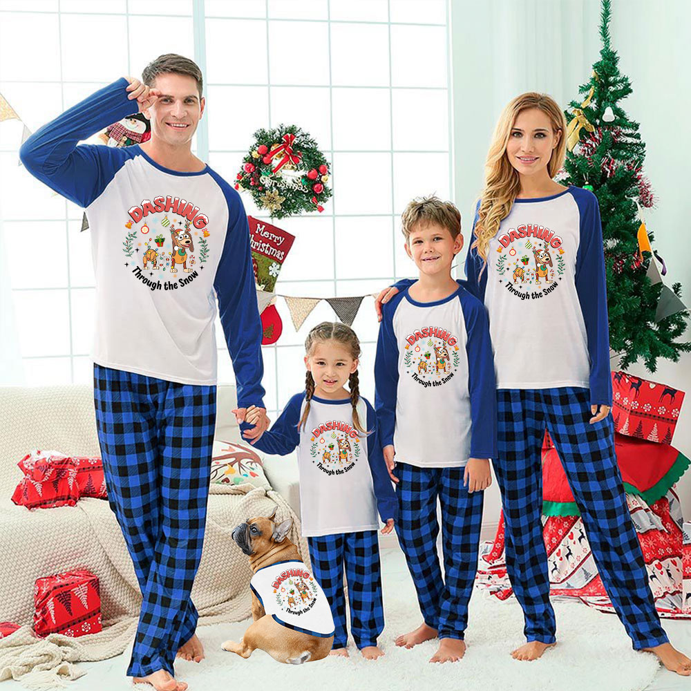 Festive Dachshund Family Xmas PJs Dashing Through The Snow