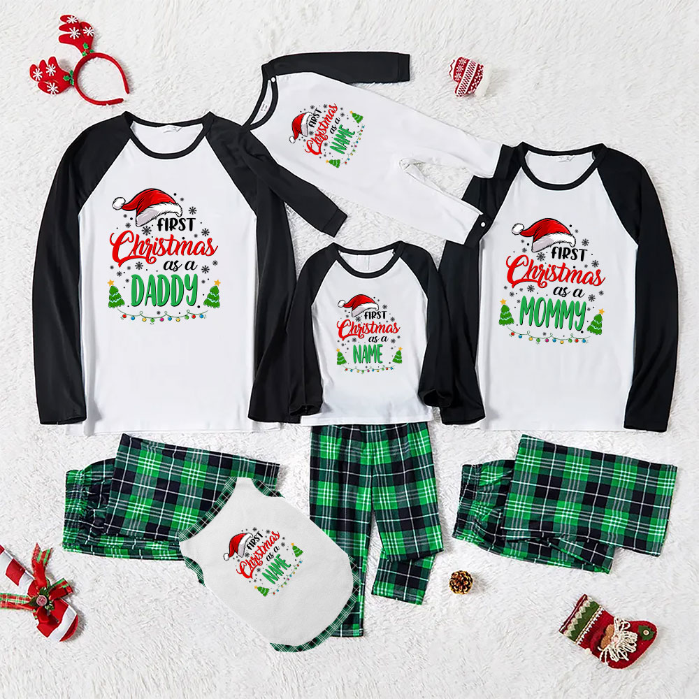 Personalized Name First Family With Newborn Christmas Pajamas
