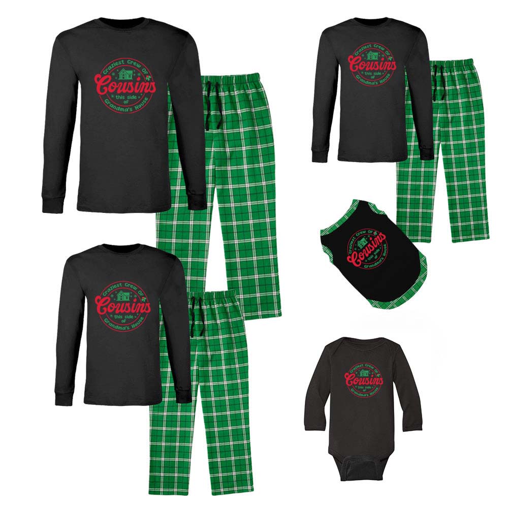Custom Craziest Cousin Crew Cotton Matching Christmas PJs