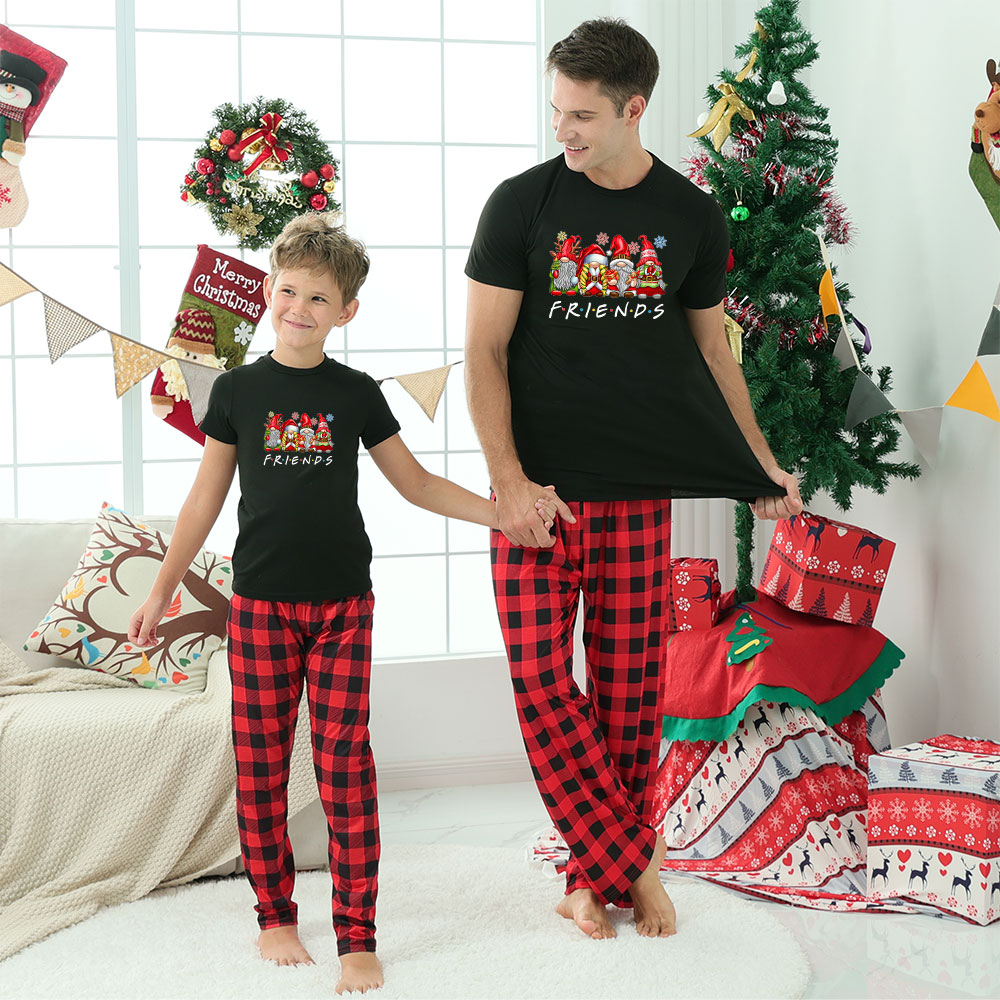 Festive Gnome Short Sleeve Christmas Pajamas For Men Women Festive Gnome Short Sleeve Christmas Pajamas For Men Women