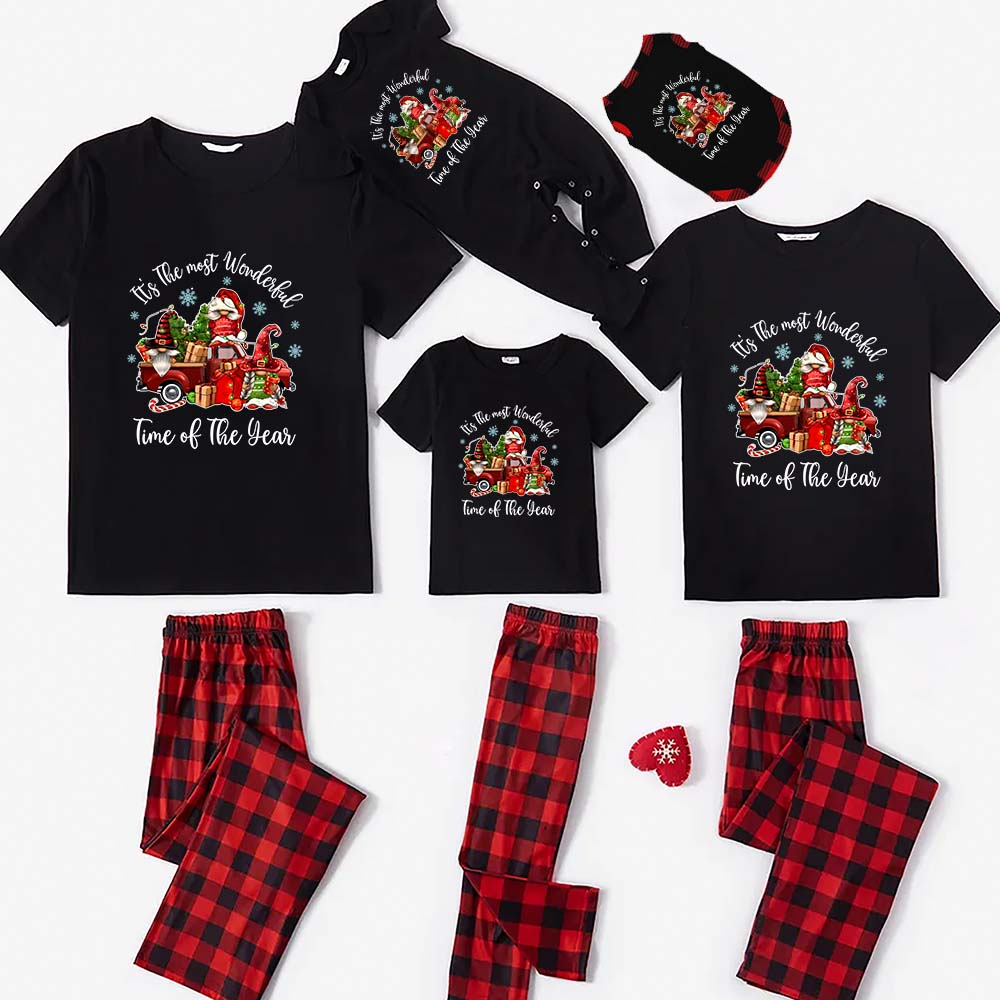 Wonderful Time Gnome Matching Christmas Outfits Short Sleeve