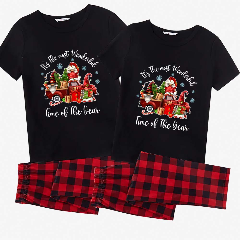 Wonderful Time Gnome Matching Christmas Outfits Short Sleeve