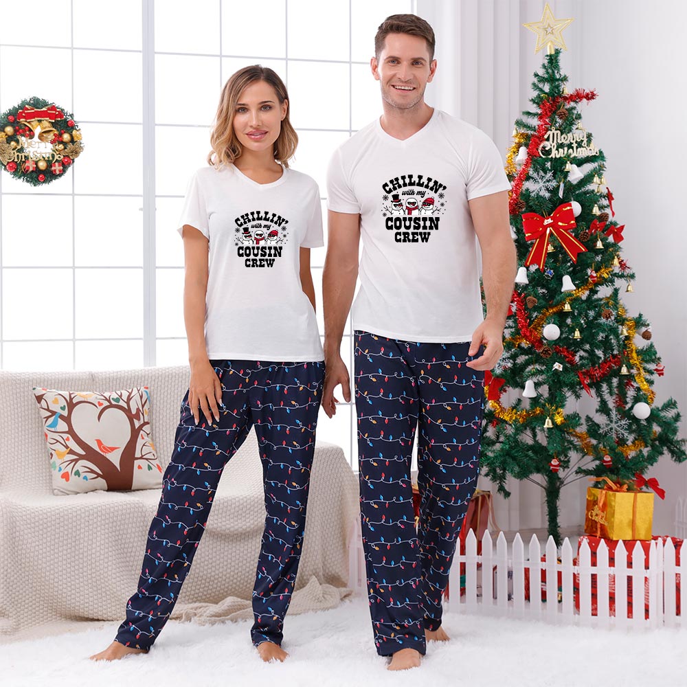 Funny Snowman Cousin Crew Pajamas With Short Sleeves Funny Snowman Cousin Crew Pajamas With Short Sleeves