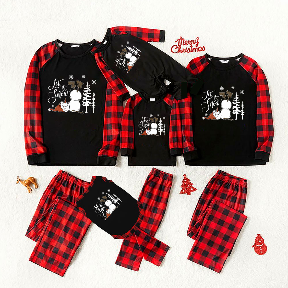 Funny Let It Snow Snowman Xmas Pajama Sets With Plus Size Funny Let It Snow Snowman Xmas Pajama Sets With Plus Size