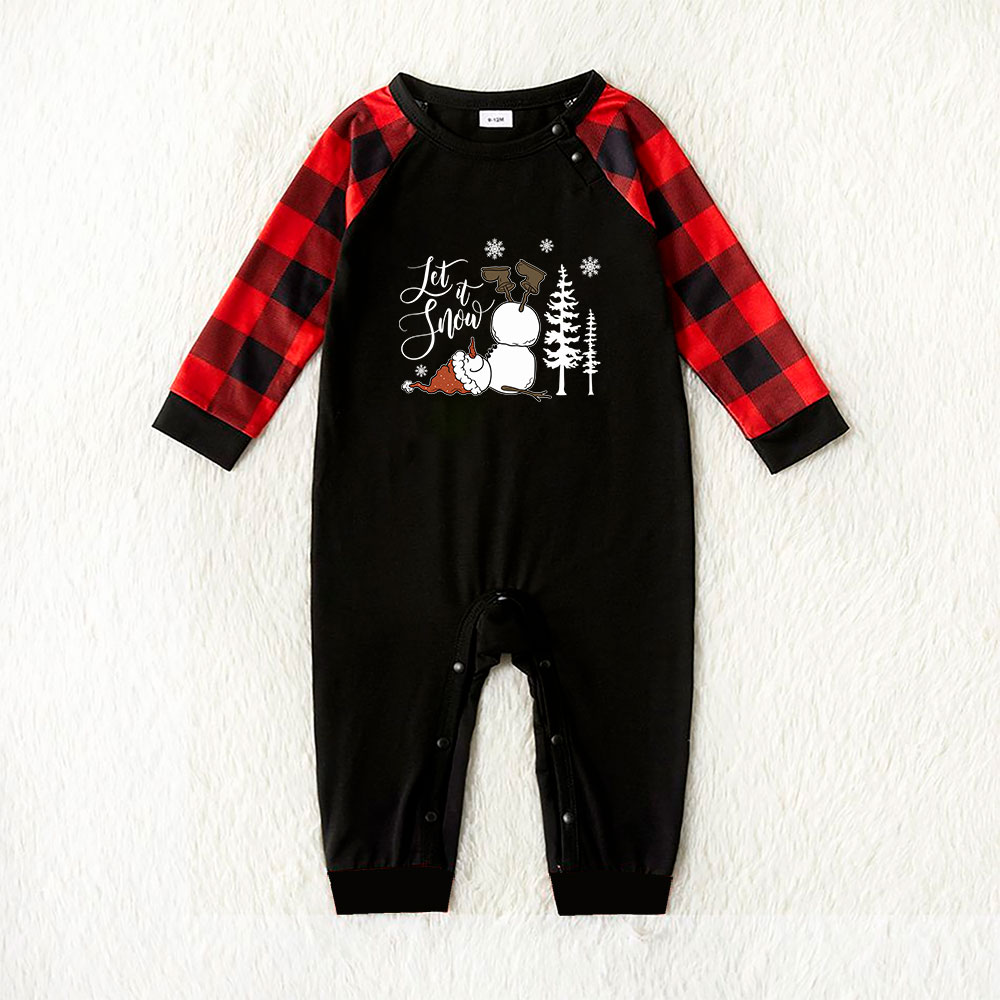 Funny Let It Snow Snowman Xmas Pajama Sets With Plus Size Funny Let It Snow Snowman Xmas Pajama Sets With Plus Size