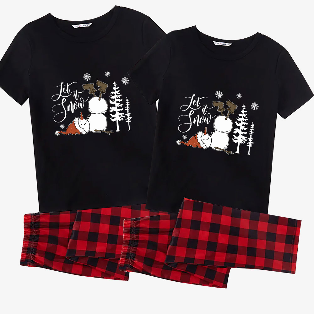 Matching Christmas Pajamas Short Sleeve Fun Snowman Let It Snow Matching Christmas Pajamas Short Sleeve Fun Snowman Let It Snow