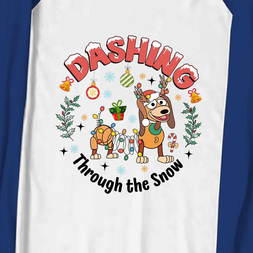 Festive Dachshund Family Xmas PJs Dashing Through The Snow