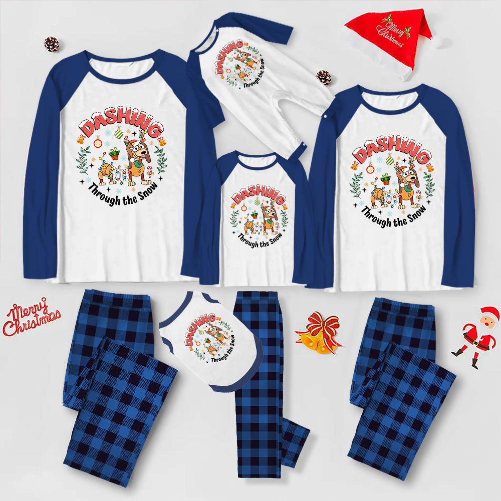 Festive Dachshund Family Xmas PJs Dashing Through The Snow