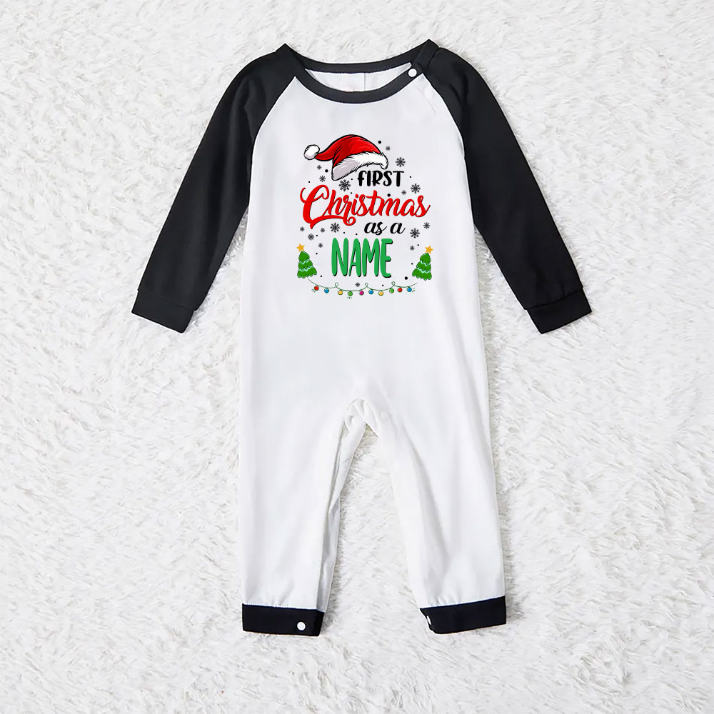 Personalized Name First Family With Newborn Christmas Pajamas