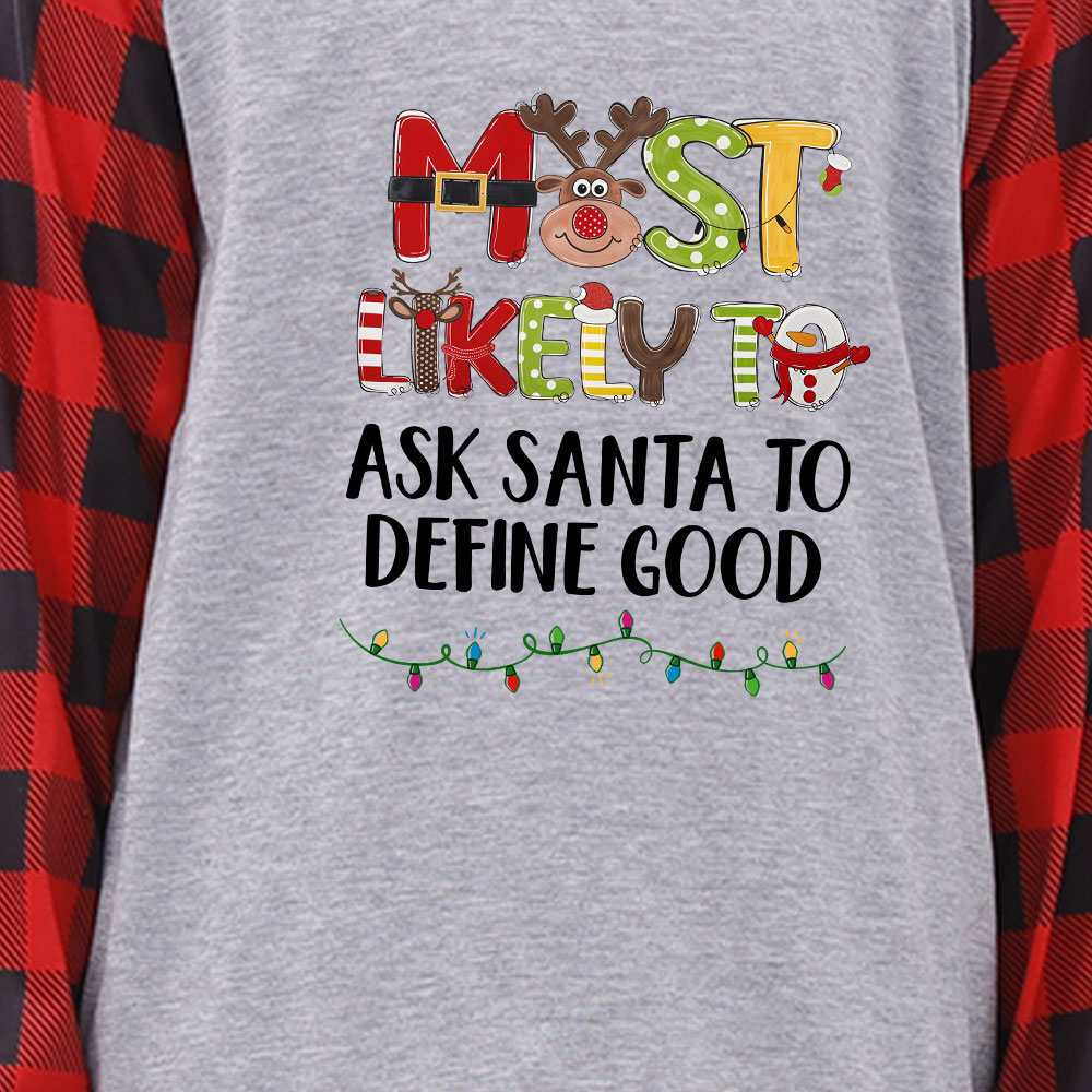 Funny Most Likely Gray Red Christmas Pajamas Family Plaid Funny Most Likely Gray Red Christmas Pajamas Family Plaid