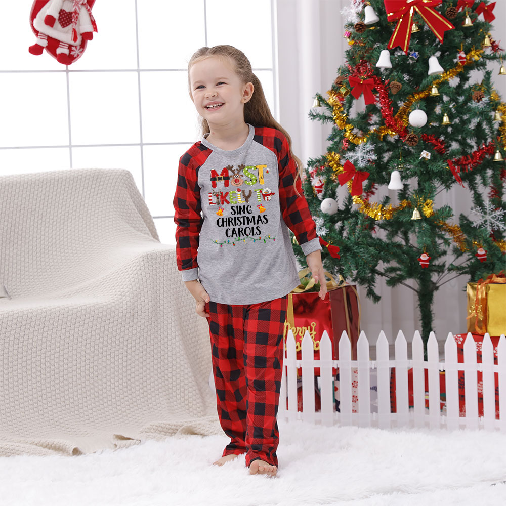 Funny Most Likely Gray Red Christmas Pajamas Family Plaid Funny Most Likely Gray Red Christmas Pajamas Family Plaid