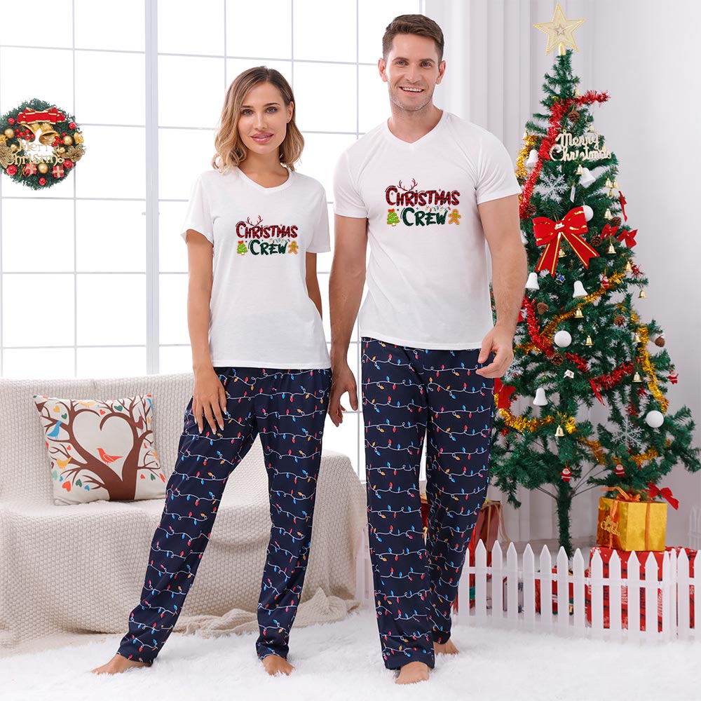 Christmas Crew Short Sleeves Matching Holiday Pajamas