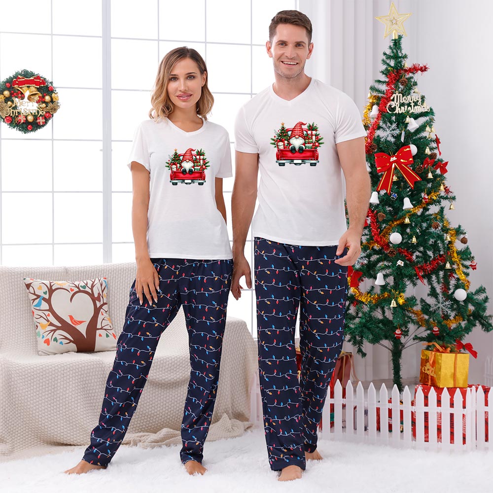 Festive Gnome Short Sleeves Matching Holiday Pajamas Festive Gnome Short Sleeves Matching Holiday Pajamas