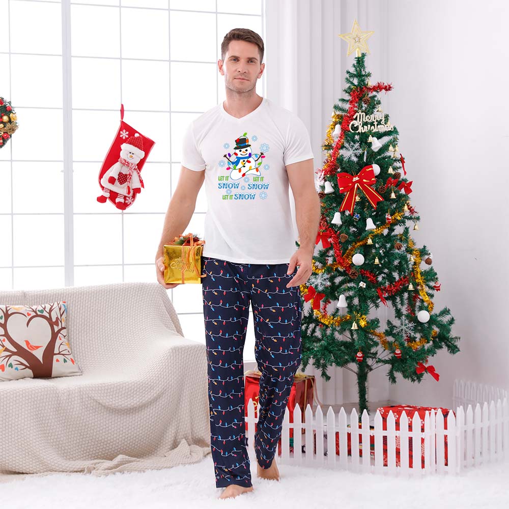 Cute Snowman Matching Christmas Pj For Family And Dog Short Sleeve Cute Snowman Matching Christmas Pj For Family And Dog Short Sleeve