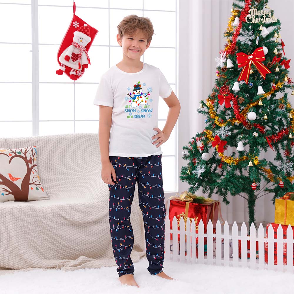 Cute Snowman Matching Christmas Pj For Family And Dog Short Sleeve Cute Snowman Matching Christmas Pj For Family And Dog Short Sleeve