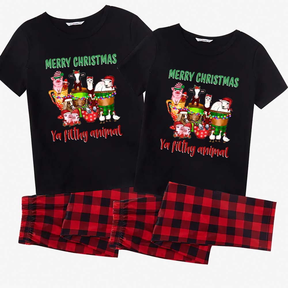 Farm Ya Filthy Animal Matching Christmas Pjs With Dog Short Sleeve