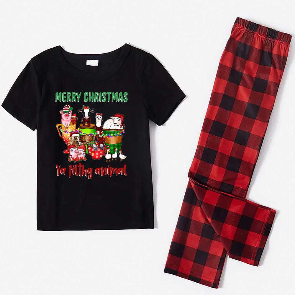 Farm Ya Filthy Animal Matching Christmas Pjs With Dog Short Sleeve