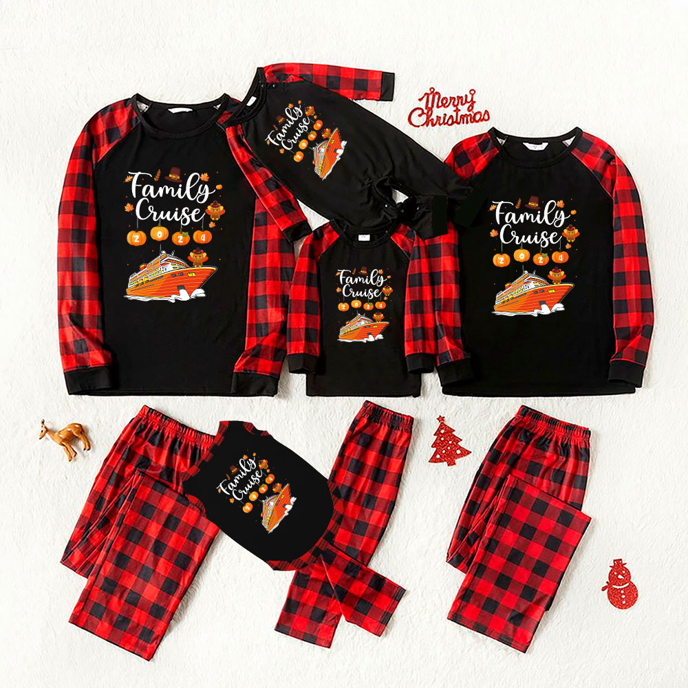 2024 Festive Family Cruise Thanksgiving Matching Pjs With Plus Size 2024 Festive Family Cruise Thanksgiving Matching Pjs With Plus Size
