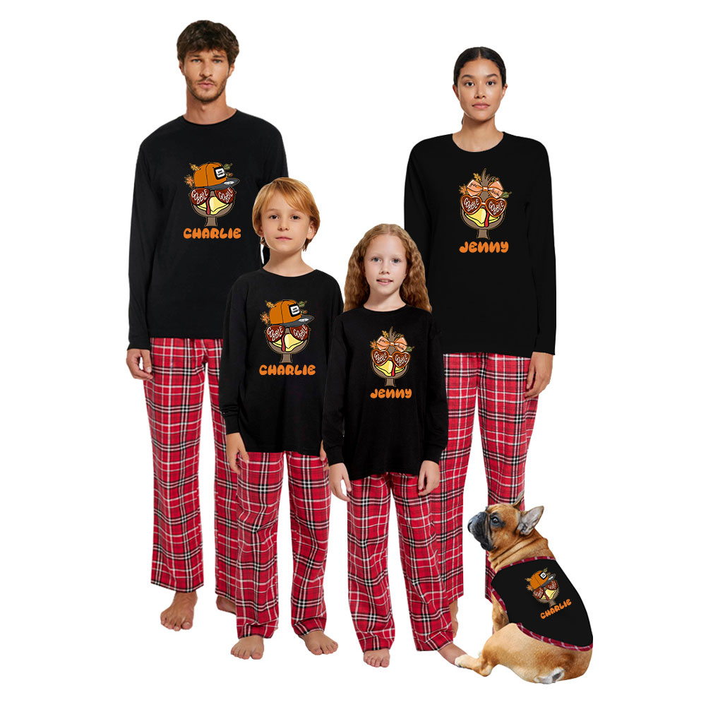 Customizable Turkey Thanksgiving PJs Sets For Family Cotton Customizable Turkey Thanksgiving PJs Sets For Family Cotton