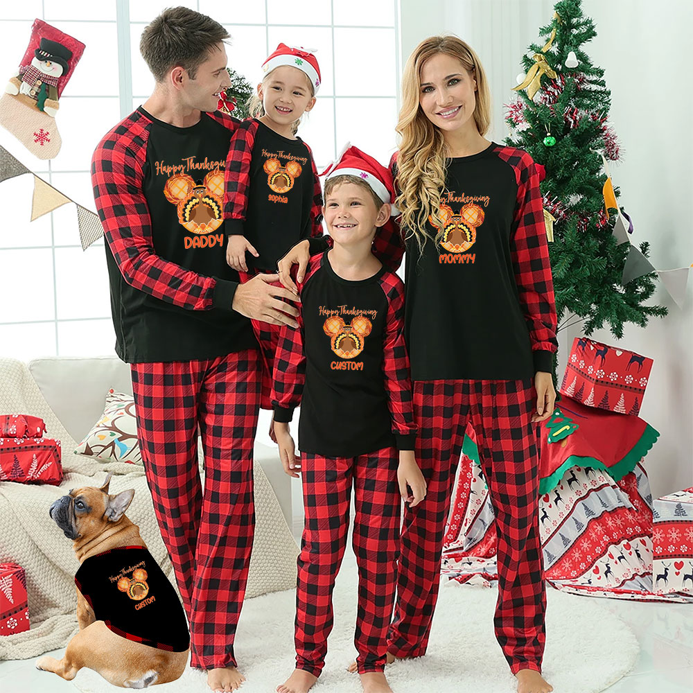 Personalized Brown Turkey Thanksgiving Family Pajama Sets Personalized Brown Turkey Thanksgiving Family Pajama Sets