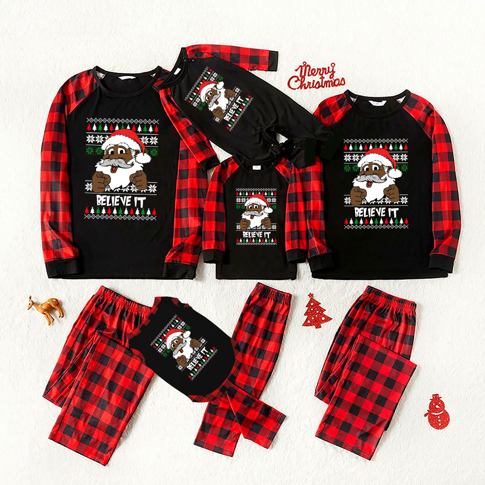 Plus Size Black Santa Claus Christmas Pajamas Family Plus Size Black Santa Claus Christmas Pajamas Family