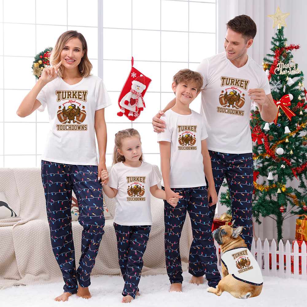 Matching Family Turkey Thanksgiving Sleepwears Short Sleeves Matching Family Turkey Thanksgiving Sleepwears Short Sleeves
