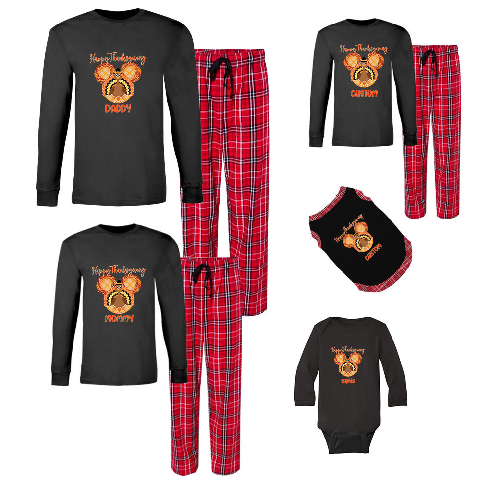 Customizable Turkey Matching Thanksgiving Pajamas Cotton Customizable Turkey Matching Thanksgiving Pajamas Cotton