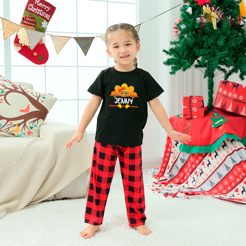 Turkey Family Thanksgiving Pjs Short Sleeves With Name Turkey Family Thanksgiving Pjs Short Sleeves With Name