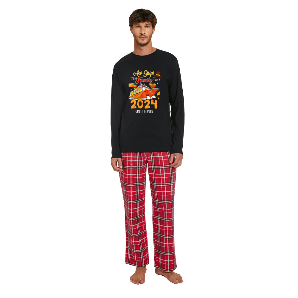Custom Thanksgiving Theme Matching Pajamas For Family Trip Cotton Custom Thanksgiving Theme Matching Pajamas For Family Trip Cotton