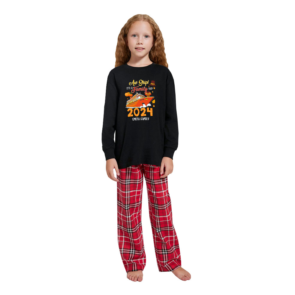 Custom Thanksgiving Theme Matching Pajamas For Family Trip Cotton Custom Thanksgiving Theme Matching Pajamas For Family Trip Cotton