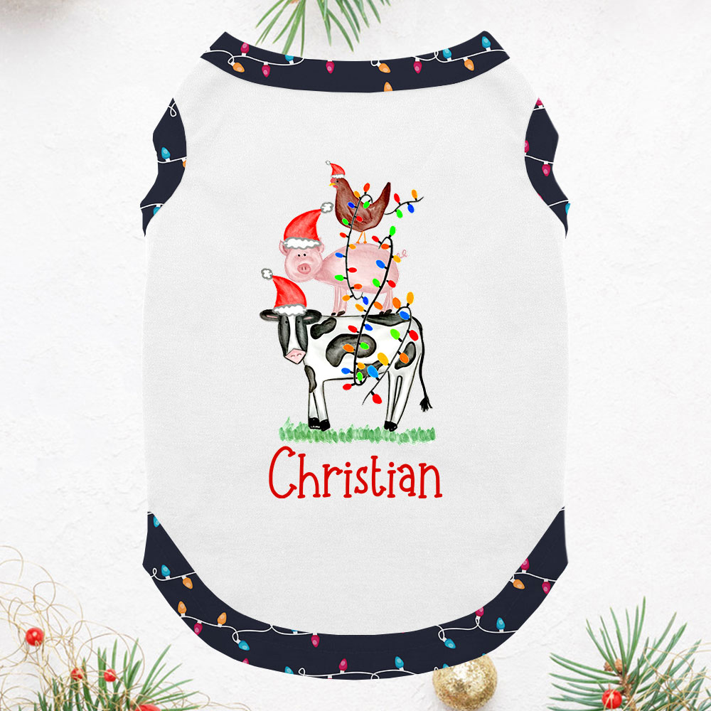 Personalized Farm Animal Tree Short Sleeves Xmas Pjs Personalized Farm Animal Tree Short Sleeves Xmas Pjs
