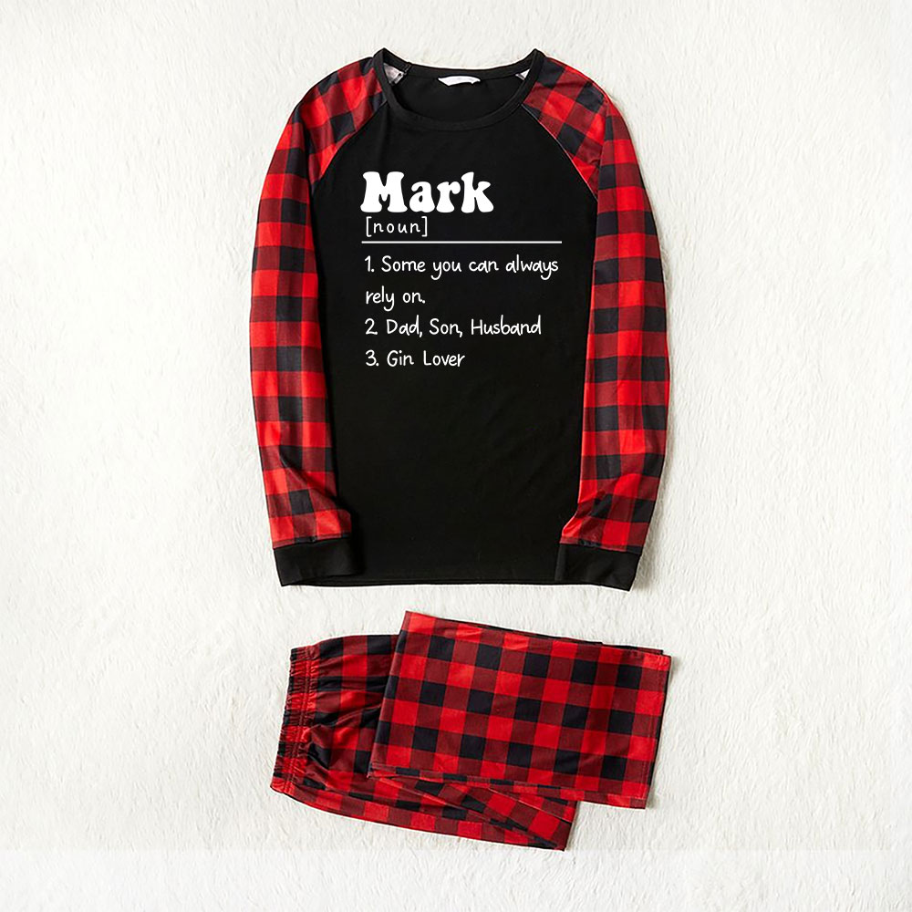 Customizable Family Christmas PJ Sets With Name Black Red Plaid Customizable Family Christmas PJ Sets With Name Black Red Plaid