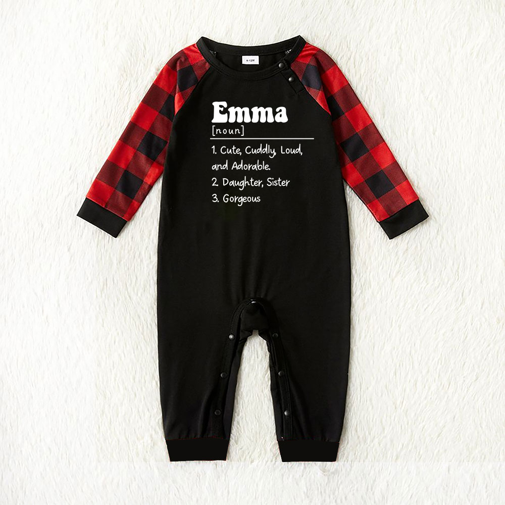 Customizable Family Christmas PJ Sets With Name Black Red Plaid Customizable Family Christmas PJ Sets With Name Black Red Plaid