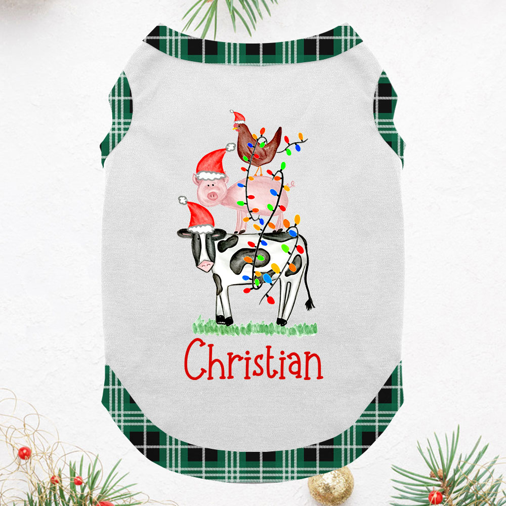 Customizable Green Farm Animal Matching Christmas Pjs Customizable Green Farm Animal Matching Christmas Pjs