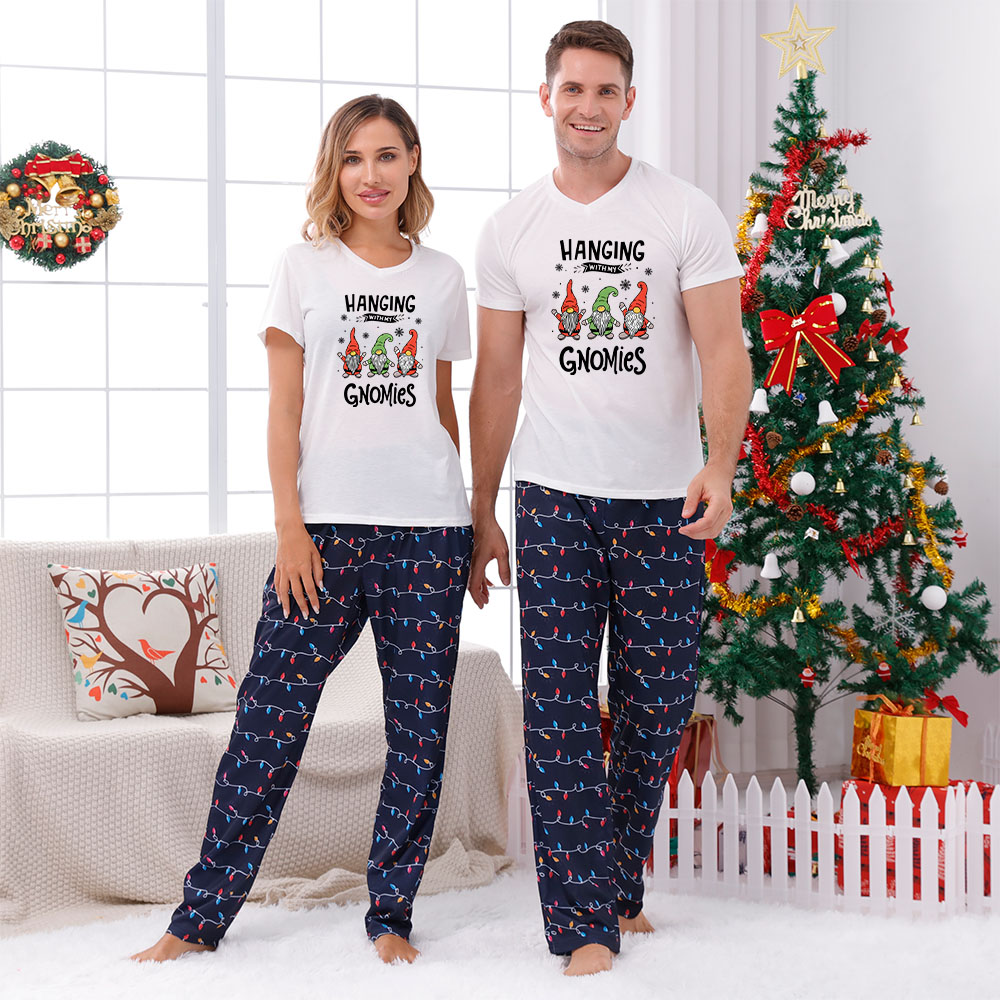 Gnomies Christmas Matching Family And Dog Pajamas Short Sleeve Gnomies Christmas Matching Family And Dog Pajamas Short Sleeve