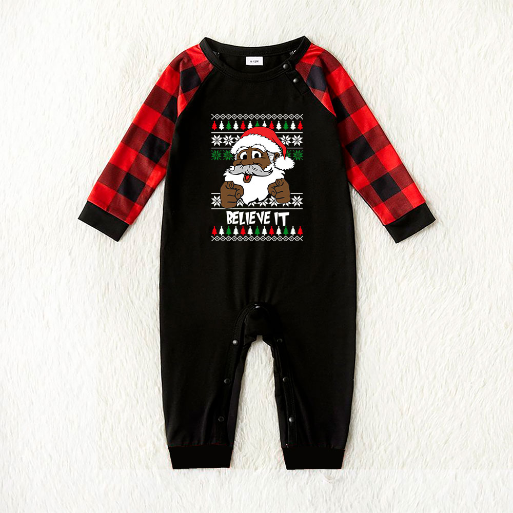 Plus Size Black Santa Claus Christmas Pajamas Family Plus Size Black Santa Claus Christmas Pajamas Family