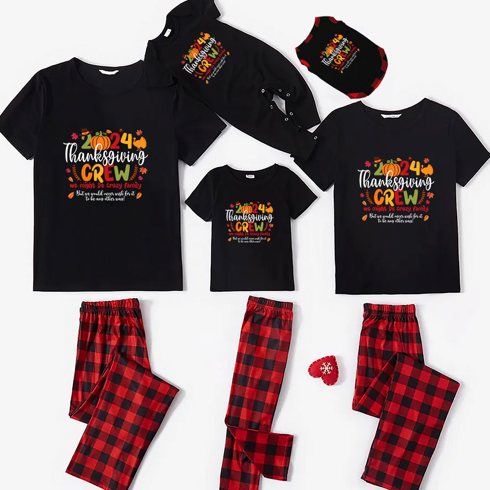 2024 Thanksgiving Day Pajamas For Family Buffalo Plaid Short Sleeves 2024 Thanksgiving Day Pajamas For Family Buffalo Plaid Short Sleeves