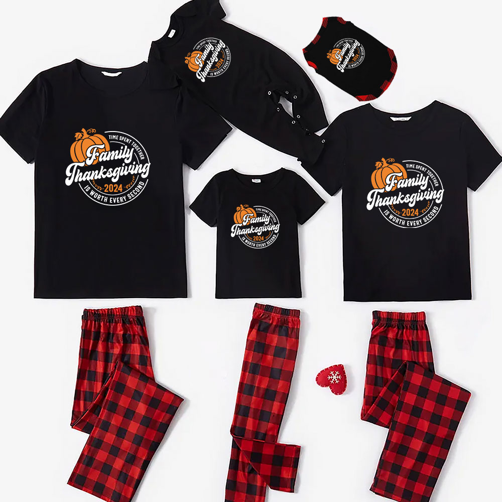 Pumpkin Thanksgiving Family Pajama Sets 2024 Short Sleeves Pumpkin Thanksgiving Family Pajama Sets 2024 Short Sleeves