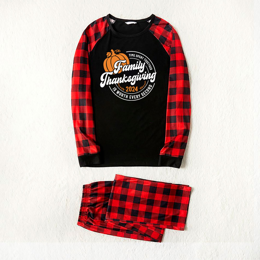 Festive Pumpkin Thanksgiving Pajamas For Family With Infant 2024 Festive Pumpkin Thanksgiving Pajamas For Family With Infant 2024