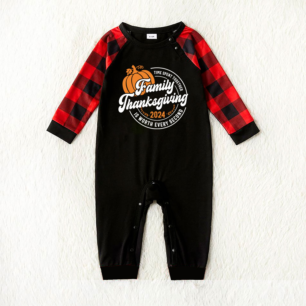 Festive Pumpkin Thanksgiving Pajamas For Family With Infant 2024 Festive Pumpkin Thanksgiving Pajamas For Family With Infant 2024