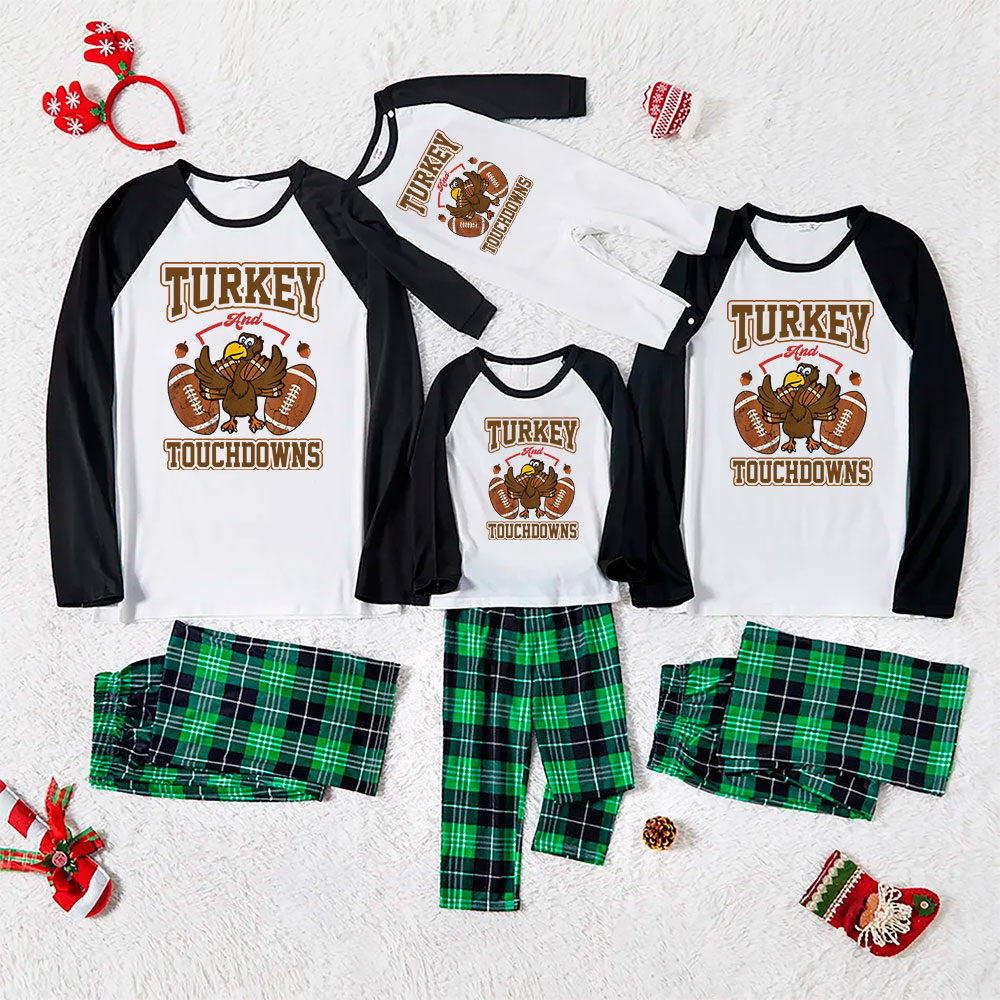 Turkey Football Matching Thanksgiving Pajamas Adults Plaid Turkey Football Matching Thanksgiving Pajamas Adults Plaid