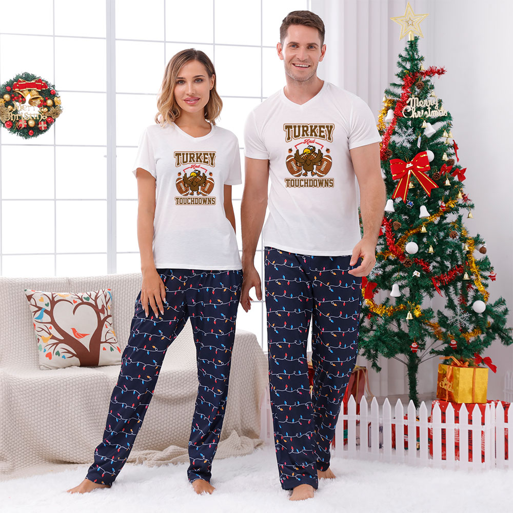 Matching Family Turkey Thanksgiving Sleepwears Short Sleeves Matching Family Turkey Thanksgiving Sleepwears Short Sleeves