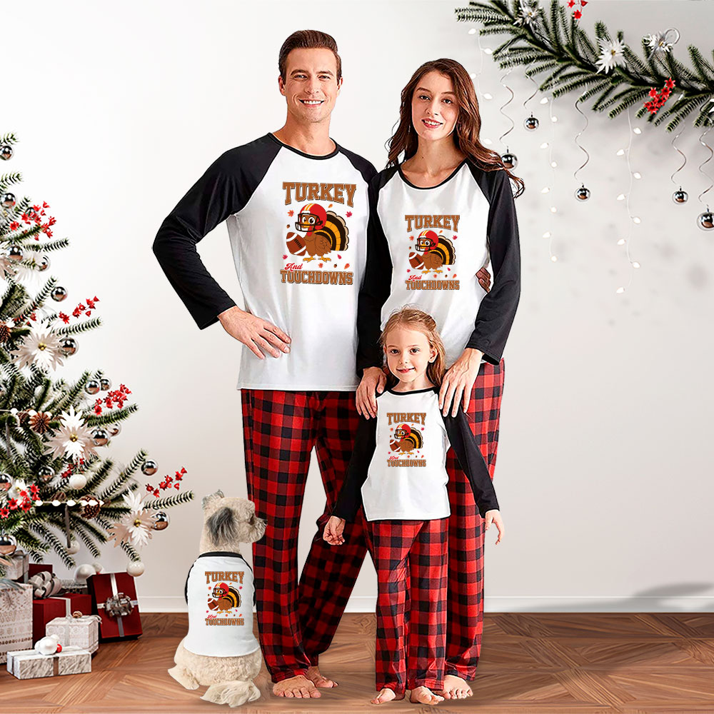 Turkey Touchdowns Plus Size Thanksgiving Pajamas Plaid Turkey Touchdowns Plus Size Thanksgiving Pajamas Plaid