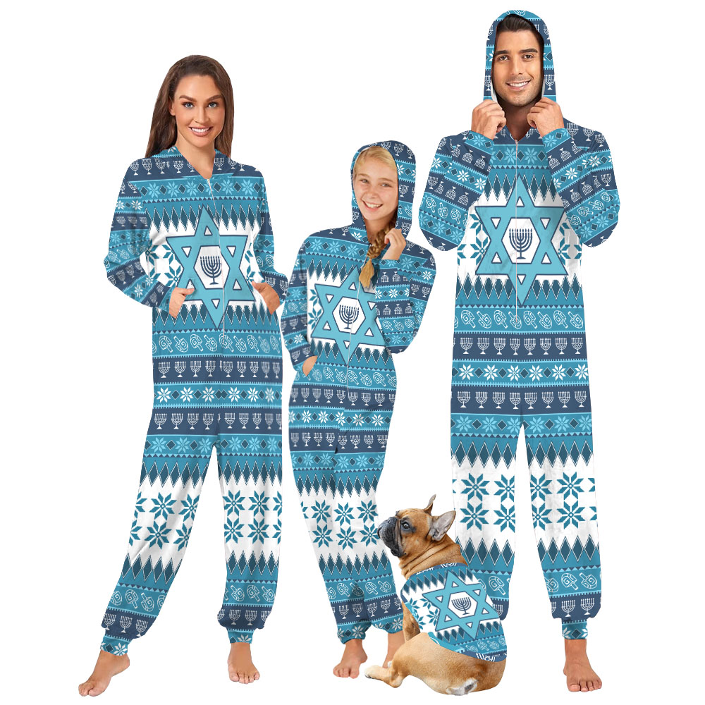 Matching Hanukkah Family Onesie Pajamas Blue