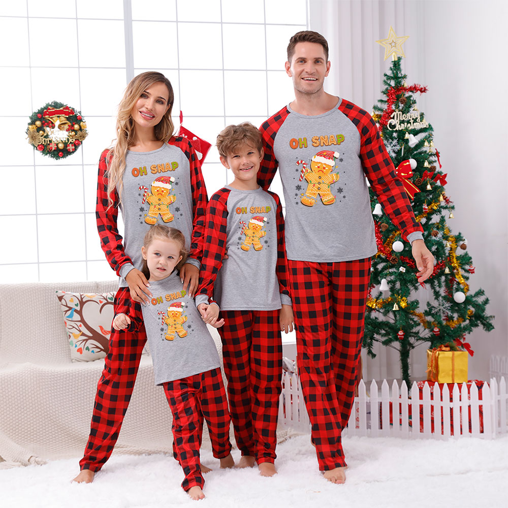 Fun Oh Snap Gingerbread Gray Plaid Christmas Pajamas Family Fun Oh Snap Gingerbread Gray Plaid Christmas Pajamas Family
